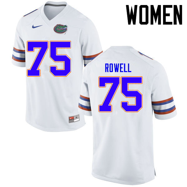 Women Florida Gators #75 Tanner Rowell College Football Jerseys Sale-White - Click Image to Close